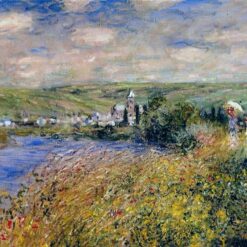 Hand-Painted Oil Painting of Vetheuil Seen from Ile Saint Martin by Claude Monet - 1880 Classic Impressionist Landscape, Dafen Village Art Studio