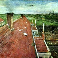 View from the Window of Vincent's Studio in Winter (1883) by Van Gogh – Stunning Hand-Painted Oil Painting Reproduction