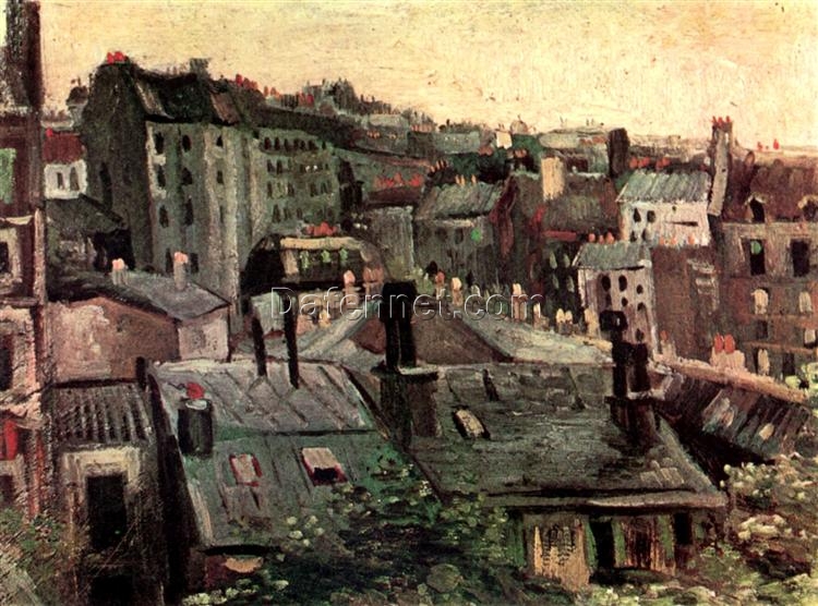 Vincent van Gogh 1886 View of Roofs and Backs of Houses – Hand-Painted Oil Painting Reproduction