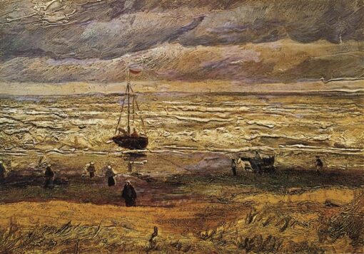 Reproduction de la peinture à l'huile « Vue authentique de la mer à Scheveningen » de Van Gogh – 1882