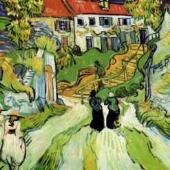 Village Street and Steps in Auvers with Figures (1890) by Van Gogh – Authentic Oil Painting Reproduction