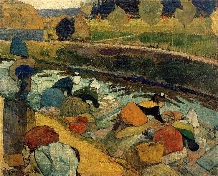 Buy “Washerwomen at Roubine du Roi” by Paul Gauguin – 1888 Hand-Painted Oil on Canvas