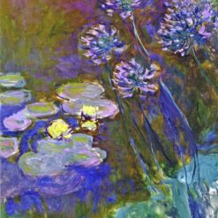 Water Lilies and Agapanthus (1914-1917) by Claude Monet – Premium Hand-Painted Oil Painting, Expertly Made by Dafen Village