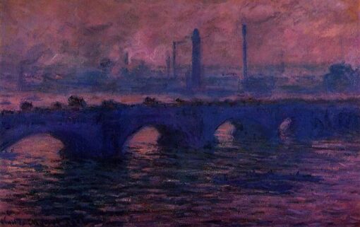 Waterloo Bridge, Overcast Weather (1899-1901) by Claude Monet – Custom Oil Painting Reproduction, Handcrafted by Dafen Village Artists