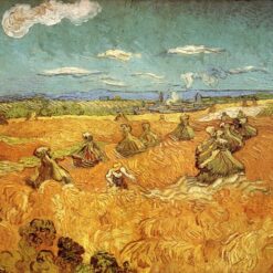 Wheat Stacks with Reaper (1888) – Vincent van Gogh Oil Painting Reproduction