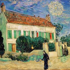Vincent van Gogh White House at Night (1890) – Tranquil Nighttime Landscape Painting