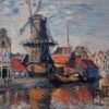 Windmill on the Onbekende Canal, Amsterdam (1874) by Claude Monet – Handcrafted Oil Painting Reproduction, Dafen Village Masterpiece