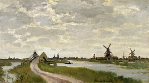 Claude Monet Windmills at Haaldersbroek, Zaandam (1871) – Custom Oil Painting Reproduction, Expertly Crafted by Dafen Village