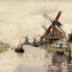 Claude Monet Windmills in Holland (1871) – High-Quality Hand-Painted Oil Painting Reproduction, Dafen Village