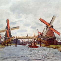 Windmills near Zaandam by Claude Monet (1871) – Stunning Custom Oil Painting, Expertly Crafted by Dafen Village