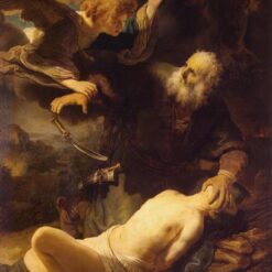 Hand-painted Rembrandt 'Sacrifice of Isaac' 1635 – A Bold Rendering of Abraham's Test of Faith