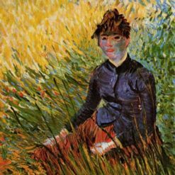Woman Sitting in the Grass (1887) – Van Gogh’s Harmonious Landscape and Figure Art