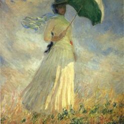 Woman with a Parasol, Facing Right (1886) by Claude Monet – Elegant Hand-Painted Oil Painting, Made by Dafen Village
