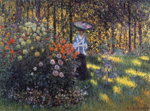 Claude Monet Woman with a Parasol in the Garden in Argenteuil (1875) – High-Quality Hand-Painted Oil Painting Reproduction, Dafen Village
