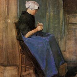 Van Gogh "Young Woman Knitting" 1881 – Custom Oil Painting Reproduction on Canvas | Hand-Painted Fine Art from Dafen Village