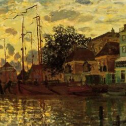 Zaandam, The Dike, Evening (1871) by Claude Monet – Custom Oil Painting Reproduction, Handcrafted by Dafen Village Artists
