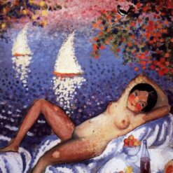 Nude in a Landscape – Expressionism and Pointillism Inspired by Salvador Dali, Oil on Cardboard