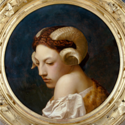 Woman's Head with Ram Horns by Jean-Léon Gérôme – Mythological Oil Painting