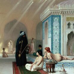 Pool in a Harem by Jean-Léon Gérôme | Orientalist Nude Painting, Academicism Style