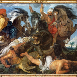 Baroque Masterpiece – Hippopotamus and Crocodile Hunt by Peter Paul Rubens, Oil Painting, 1615