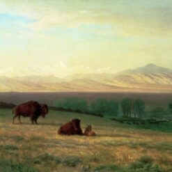 Romantic Landscape Masterpiece – Buffalo on the Plains, c.1890 by Albert Bierstadt, High-Quality Replica