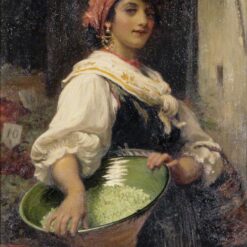 Hand-Painted Sir Luke Fildes ‘A Venetian Market Girl’ Oil Painting - Classical Genre Art on Canvas from Dafen Village Studio