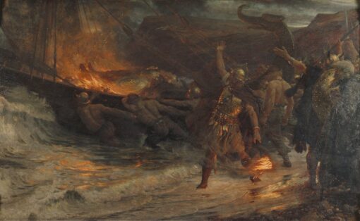 Frank Dicksee’s The Funeral of a Viking – Victorian Art Masterpiece Replica