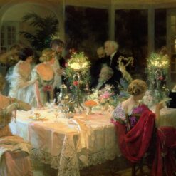 Jules Alexandre Gruen 'The End of Dinner' (1913) – Realistic Oil Painting of Everyday Life from Dafen Village Studios