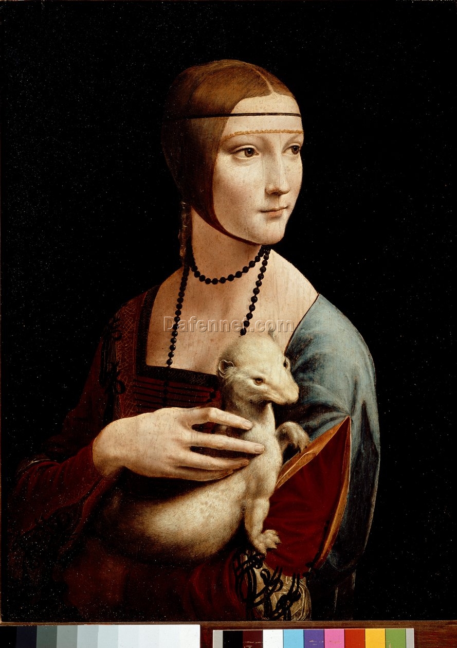 Leonardo da Vinci’s ‘Lady with an Ermine’ (c.1490) – Exquisite Renaissance Oil & Tempera Reproduction