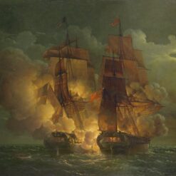 Louis Philippe Crépin’s Battle Between the French Frigate 'Arethuse' and the English Frigate 'Amelia' – Maritime Oil Painting Replica
