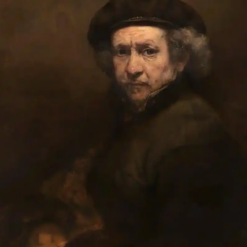 Inspired by Rembrandt’s Self-Portrait with Beret and Turned-Up Collar (1659) – Classic Oil on Canvas (Dimensions: Custom)