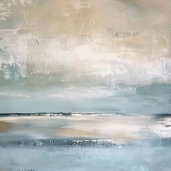Minimalist Abstract Beach Oil Painting – Seaside Landscape Art from Dafen Village