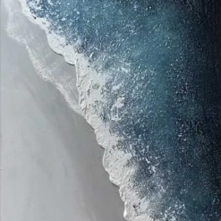 Abstract Beach Waves Decorative Painting – Modern Coastal Wall Art