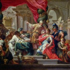 Custom Oil Reproduction of Sebastiano Conca’s Alexander the Great in the Temple of Jerusalem – 18th-Century Baroque Artwork