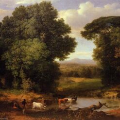 Romantic Tonalist Oil Reproduction of A Bit of Roman Aqueduct by George Inness – Tranquil Roman Landscape Painting