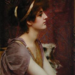 A Classical Beauty by John William Godward | 1892 Neoclassical Portrait Oil Painting