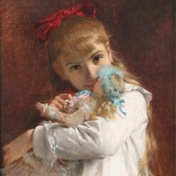 Hand-Painted Pierre-Auguste Cot ‘A New Doll (Little Girl)’ Oil Painting - 19th Century Genre Art on Canvas from Dafen Village Studio