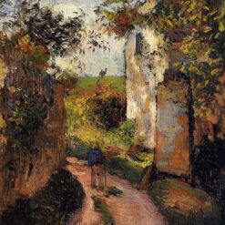 A Peasant in the Lane at Hermitage" by Camille Pissarro – 1876 Rural Scene in Pontoise