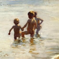 A Summer's Day at Skagen South Beach by Peder Severin Kroyer – 1884 Impressionist Genre Painting Reproduction