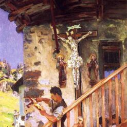 John Singer Sargent Oil Painting – A Tyrolese Crucifix, 1915, Impressionist Genre Painting