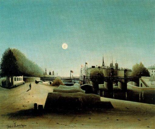 Reproducción Premium de “Vista de la isla de San Luis” de Henri Rousseau - Paisaje urbano de París Pintura al óleo sobre lienzo