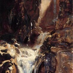 John Singer Sargent Oil Painting – A Waterfall, 1910, Impressionist Landscape