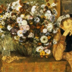 Edgar Degas 'A Woman Seated beside a Vase of Flowers' (1865) – Portrait of Madame Hertel with Chrysanthemums