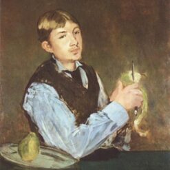 A Young Man Peeling a Pear – Inspired by Manet's 1868 Portrait, Oil on Canvas