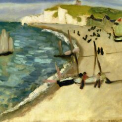 Custom Oil Painting Inspired by Henri Matisse – 'Aht Amont Cliffs at Etretat' (1920) – Post-Impressionist Landscape on Canvas