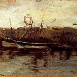 Impressionist Oil Painting Inspired by Pablo Picasso – 'Alicante, View of Boats' Cityscape