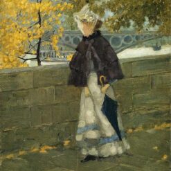 Along the Seine by Maurice Prendergast - Impressionist Genre Painting of Paris