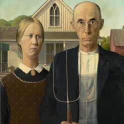 1930 American Gothic Oil Reproduction by Grant Wood – Regionalism Masterpiece