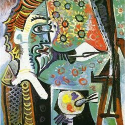 Oil Painting Inspired by Picasso’s Surrealism – 'An Artist' (Le peintre) (1963) Portrait on Canvas
