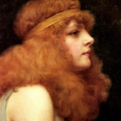 An Auburn Beauty by John William Godward | 1895 Neoclassical Portrait in Oil